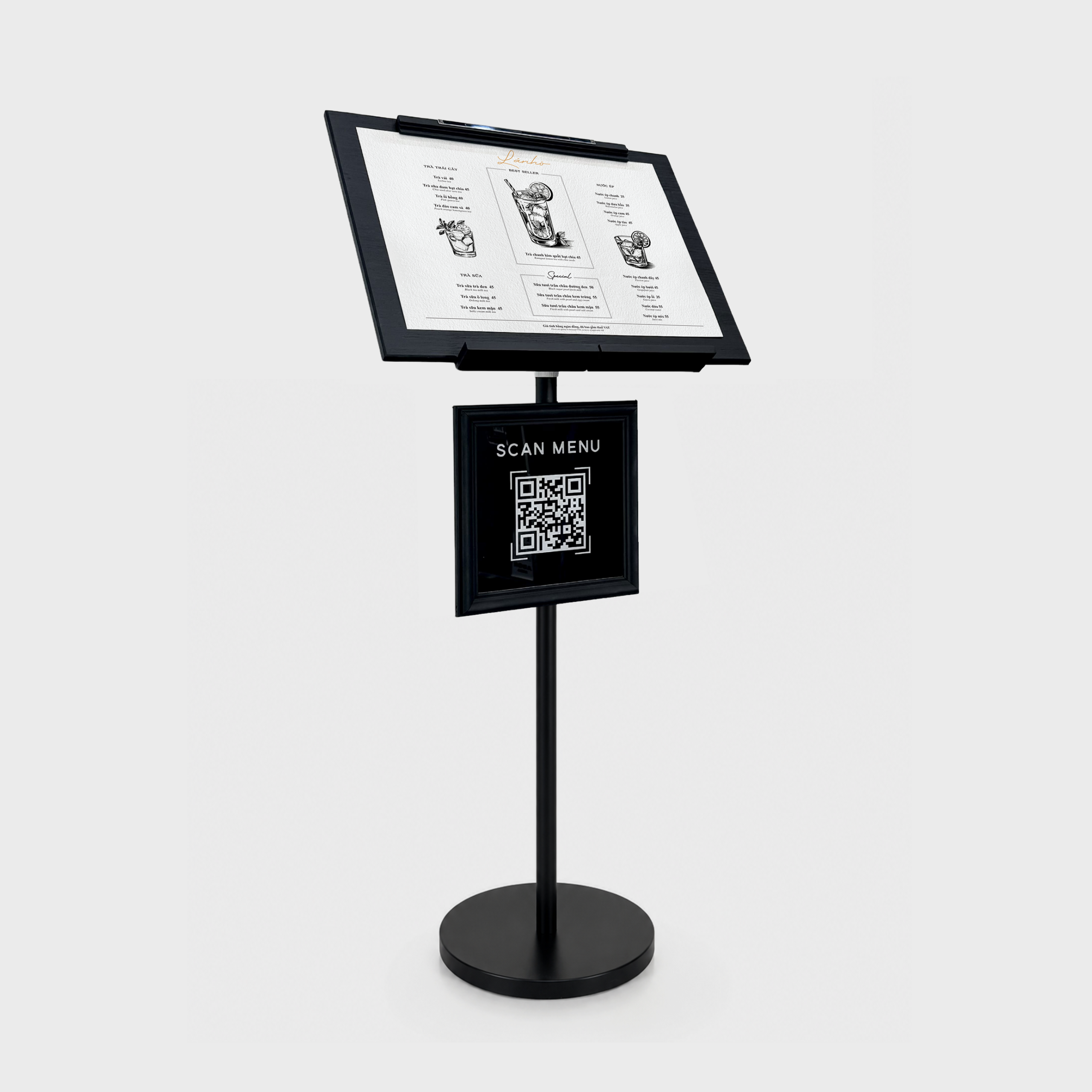 BẢNG MENU ĐỨNG GẮN MÃ QR